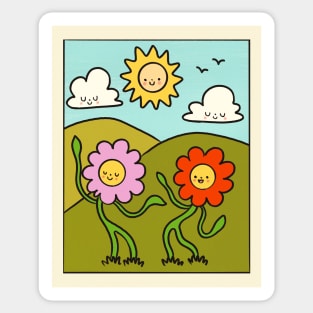 Dancing Flowers on The Hills Sticker